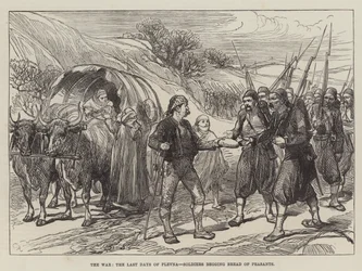 The War, the Last Days of Plevna, Soldiers Begging Bread of Peasants